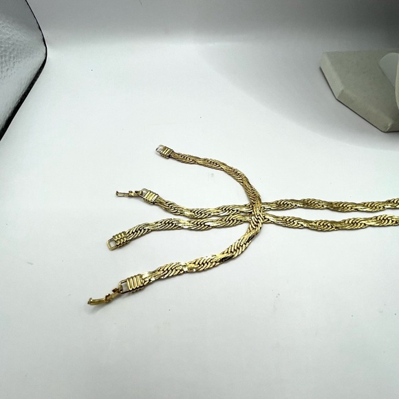 Chunky Statement Necklace and Bracelet SET Gold Tone Interlocking Links Unisex - Picture 8 of 10